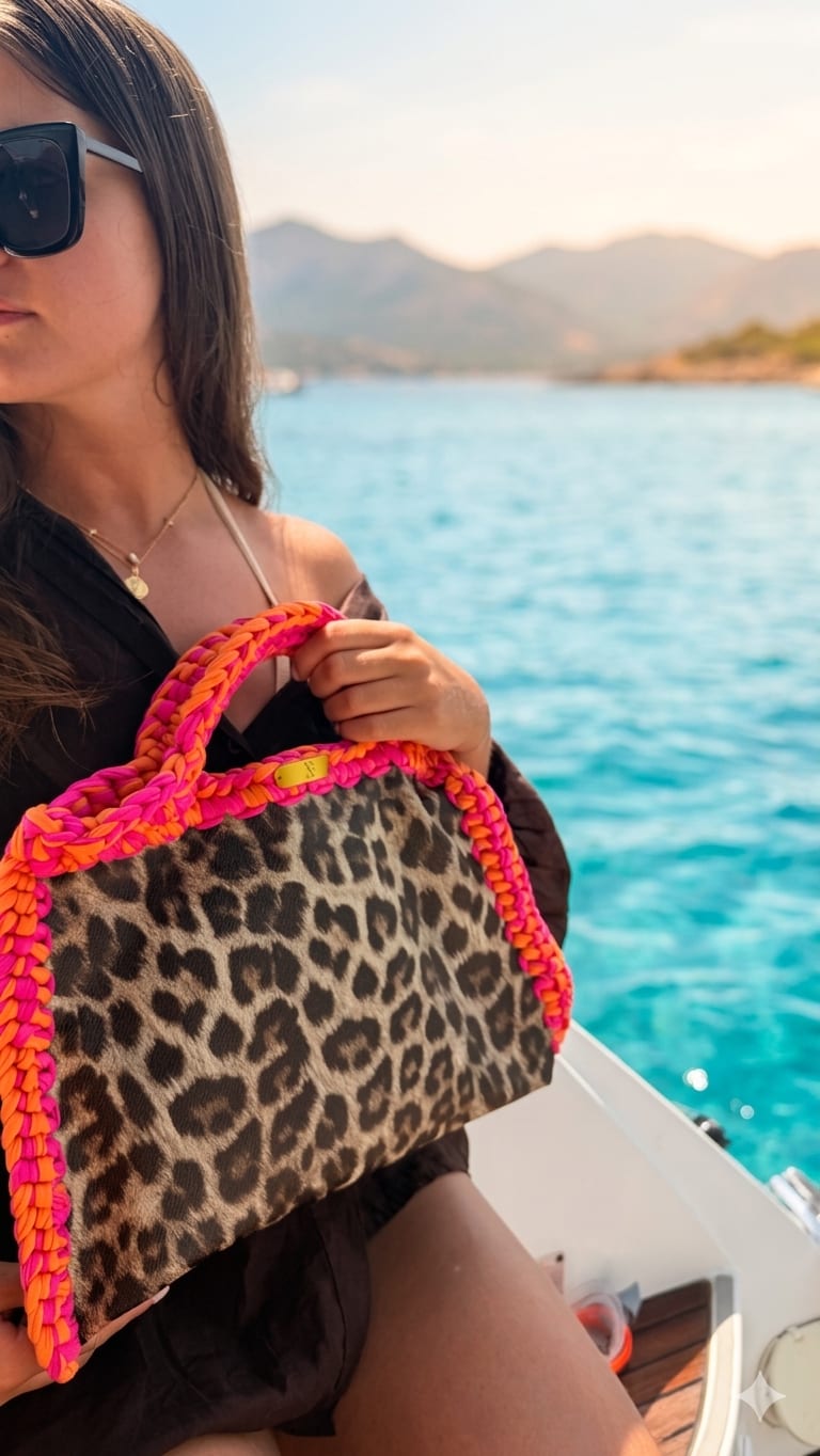 Sac XBS HOME léopard à anses colorées